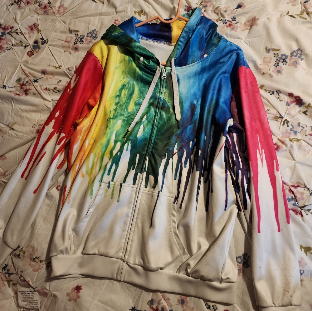 XL Paint drop zip up hoodie